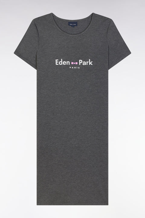 Chemise de nuit en modal stretch gris logo Eden Park - Image 1