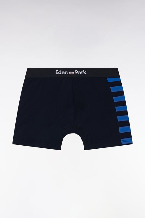 Lot de deux boxers en jersey de coton stretch marine et bleu détails cerclés - Image 1