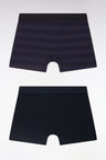 Lot de deux boxers en jersey de coton stretch marine et cerclé marine