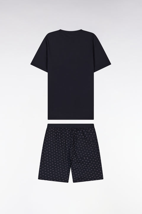 Pyjama court en jersey de coton marine short à micromotifs - Image 2