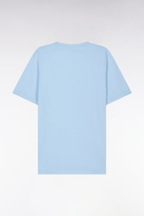 Short pyjamas in blue cotton jersey with micropatterned shorts - Image 2