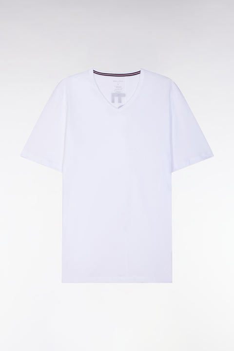 Pyjama court en jersey de coton T-shirt blanc short marine - Image 1