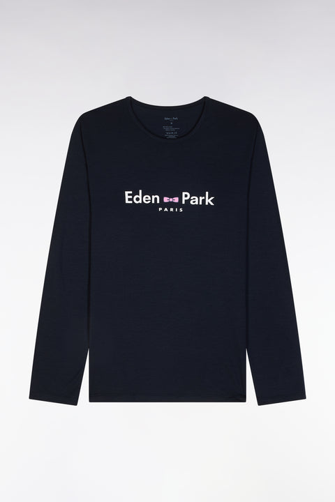 Pyjama long en coton et modal marine logo Eden Park - Image 1