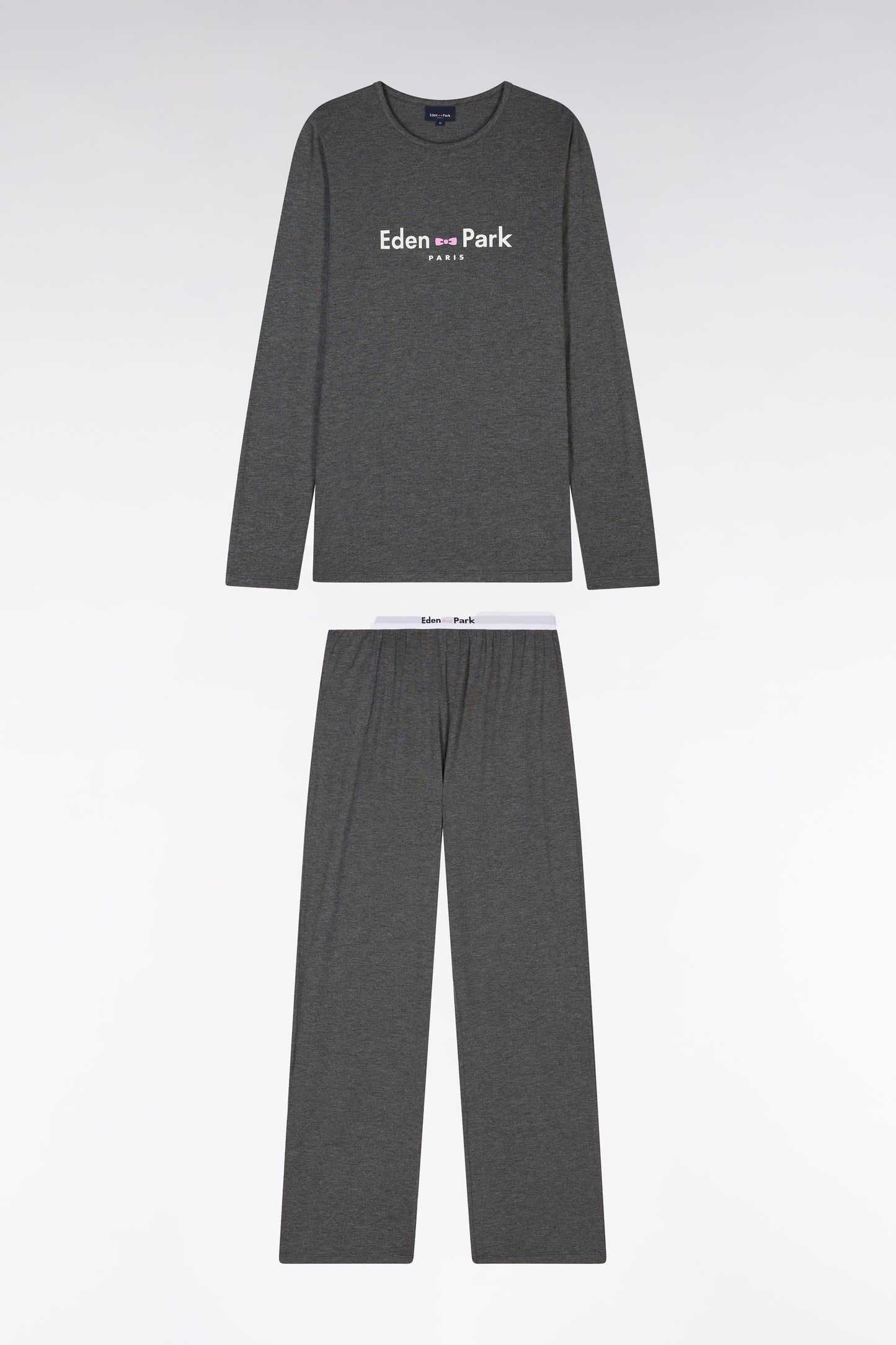 Long pyjamas in cotton and grey modal with Eden Park logo