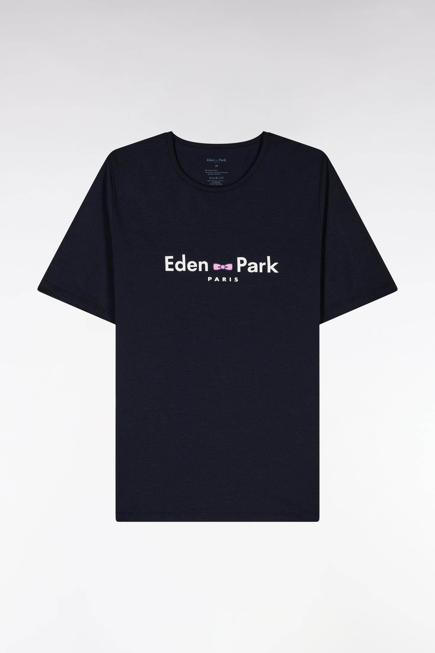Pyjama court en coton et modal marine logo Eden Park