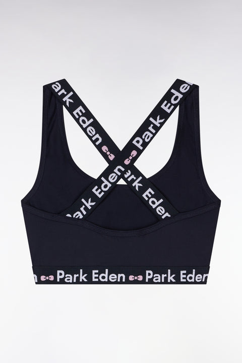 Brassière à bretelles croisées marine élastique siglé - Image 2