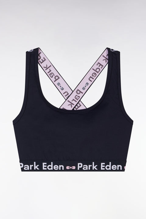 Brassière à bretelles croisées marine élastique siglé - Image 1