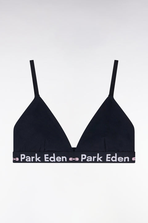 Soutien-gorge en coton stretch marine élastique siglé - Image 1