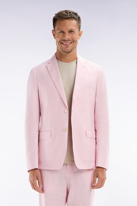 Veste de costume en lin et coton stretch rose - Image 1