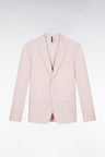 Veste de costume en lin et coton stretch rose