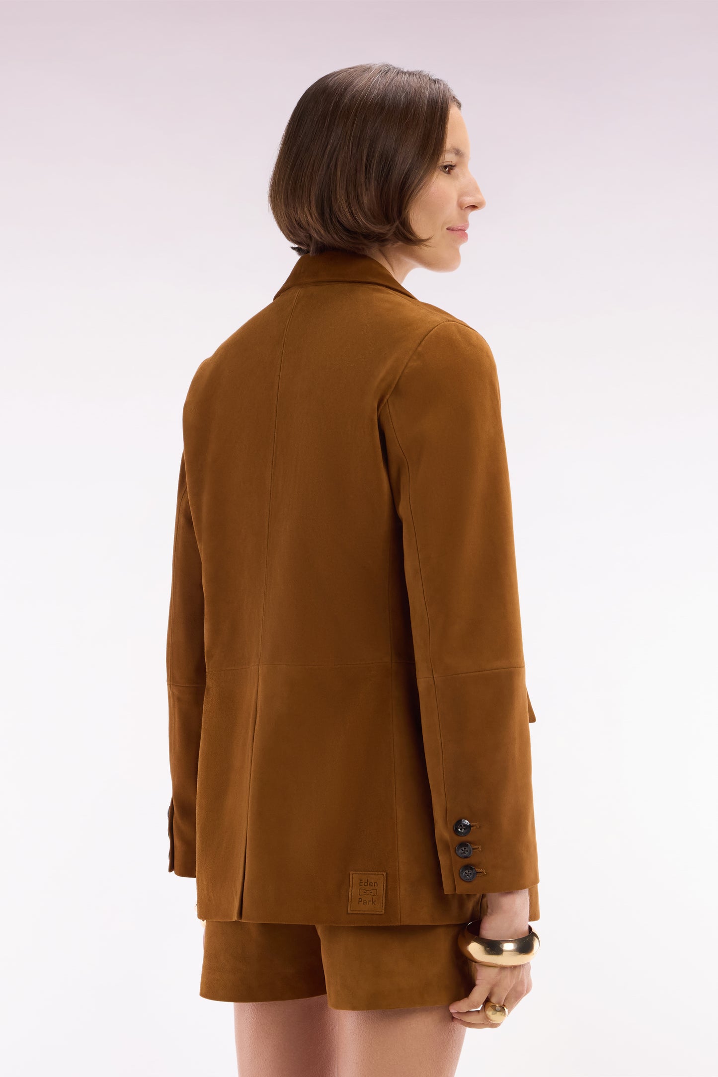 Brown suede leather blazer