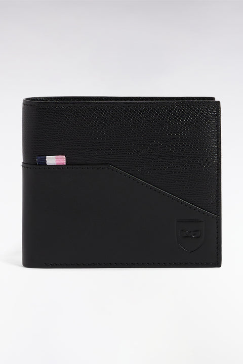 Italian dual-material wallet in black leather - Image 3