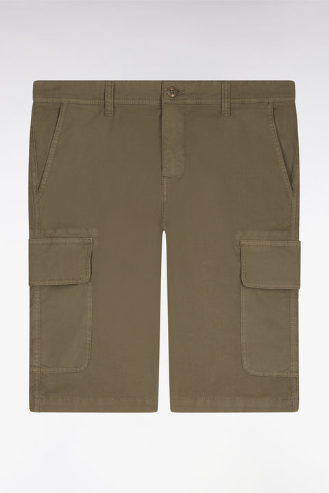 Khaki cotton cargo Bermuda shorts - Image 2