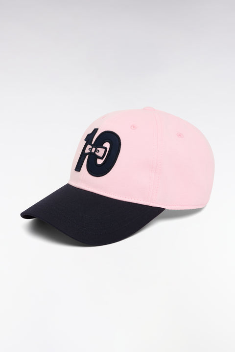 Casquette en coton bimatière rose et marine brodée - Image 1