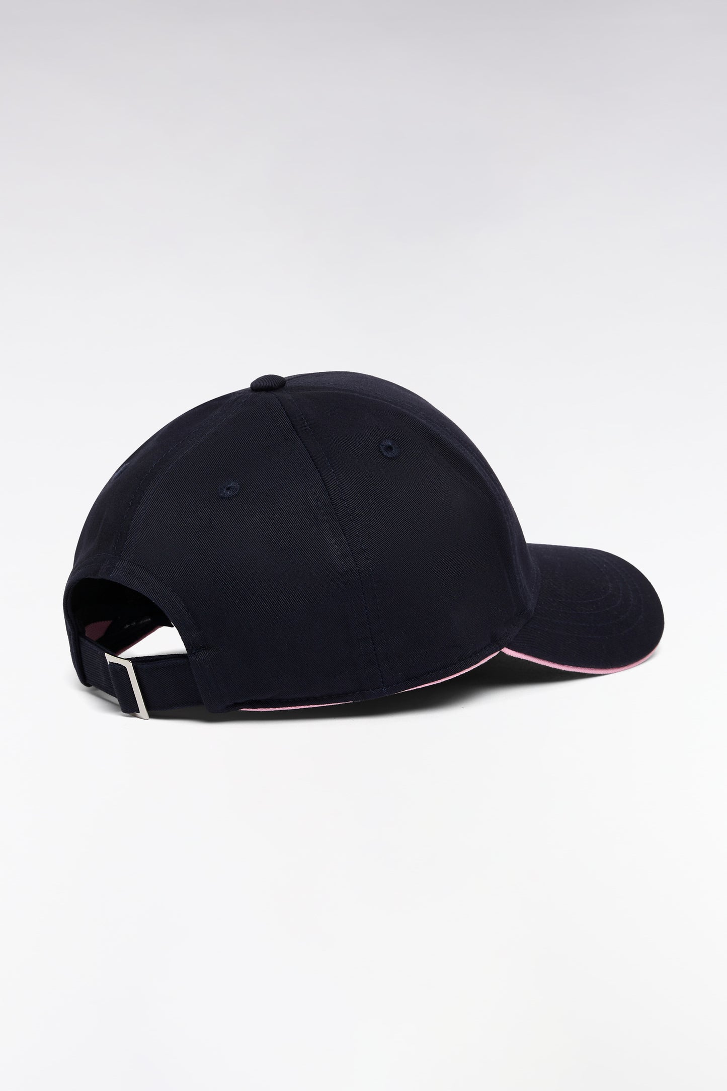 Casquette en twill de coton marine passepoil rose