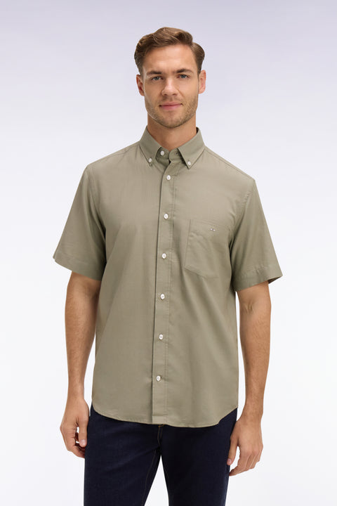 Chemise à manches courtes en piqué coton kaki - Image 3