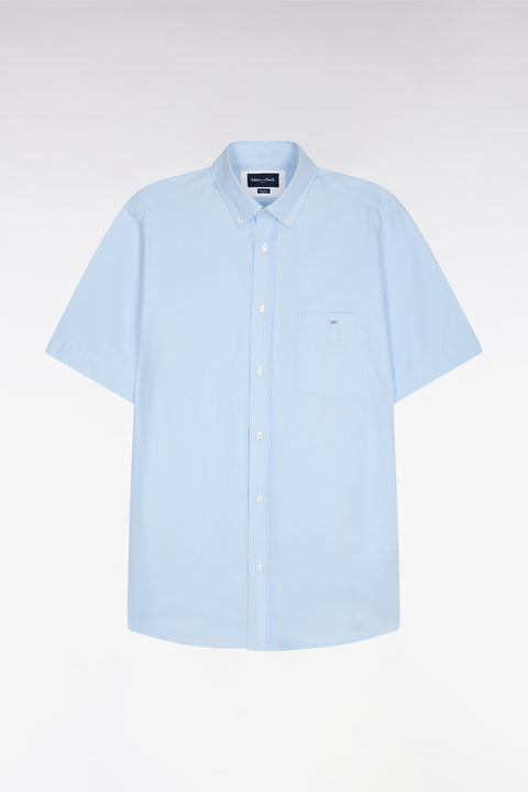 Chemise à manches courtes en piqué coton bleu ciel - Image 2