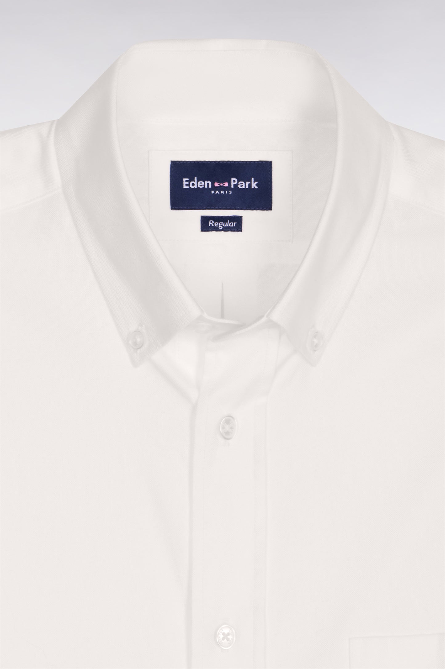 Chemise à manches courtes en coton fil teint blanc