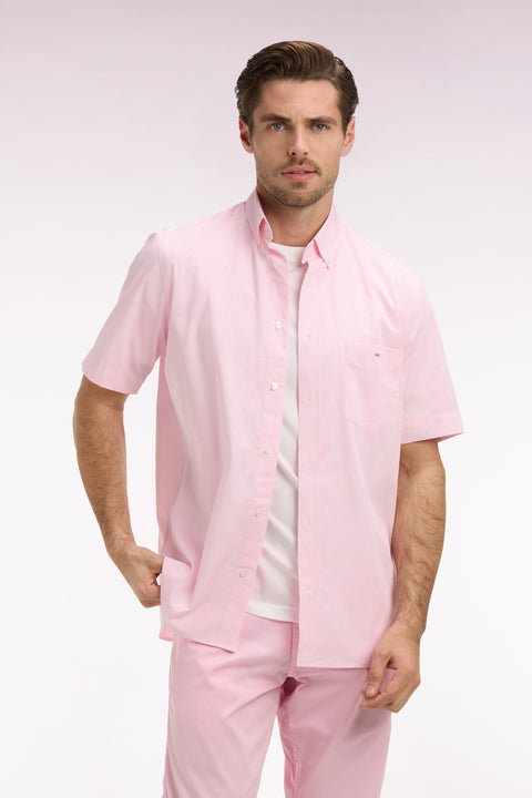 Chemise à manches courtes en coton à rayures bâtons rose - Image 3