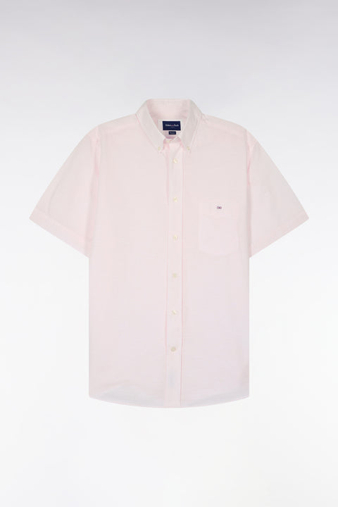 Chemise à manches courtes en coton jacquard rayé rose - Image 2