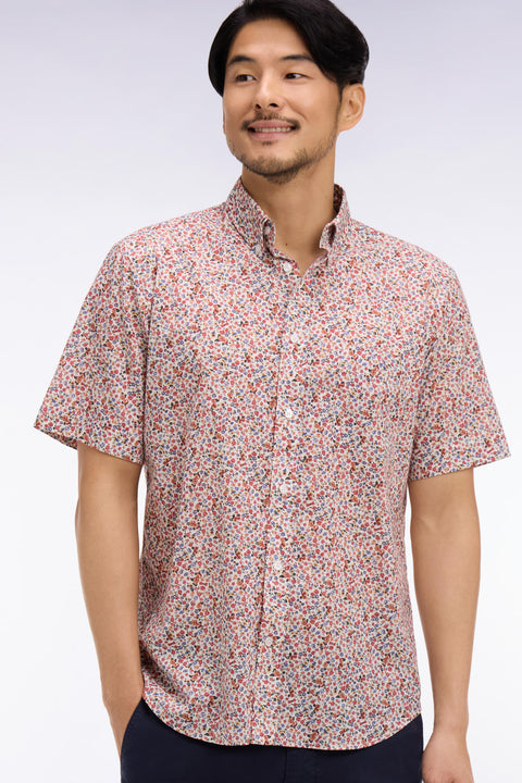 Chemise à manches courtes en coton à micromotif floral multicolore - Image 1