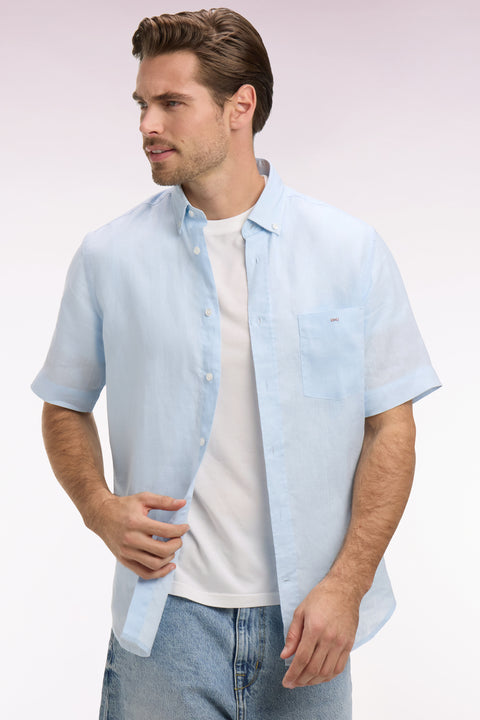 Chemise à manches courtes en lin ciel - Image 1