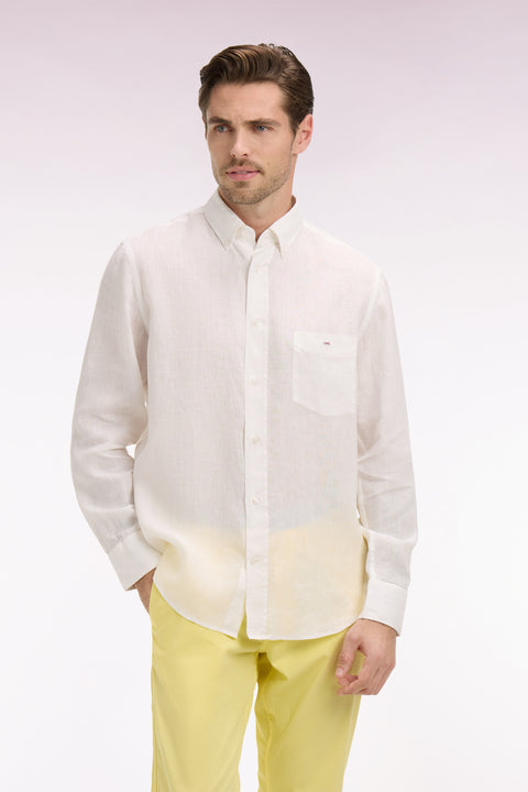 Chemise droite en lin blanc - Image 3