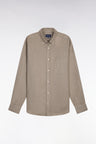 Chemise droite en lin marron