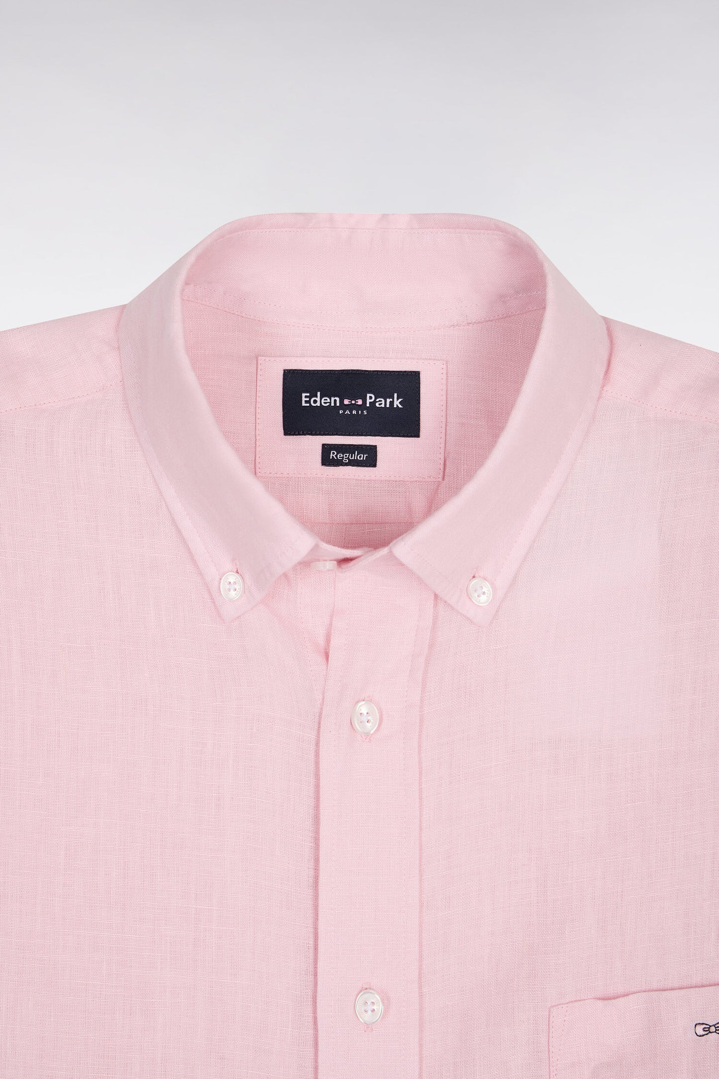Chemise droite en lin rose clair