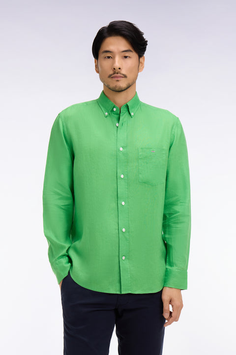 Chemise droite en lin vert - Image 3