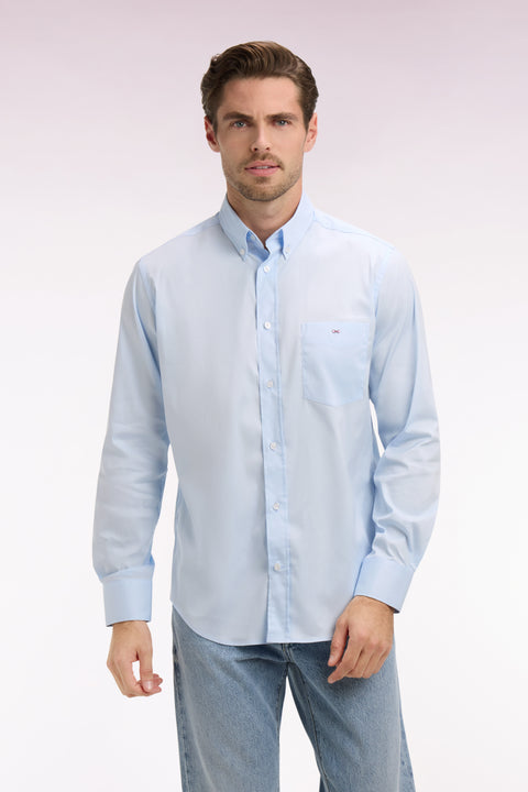 Chemise en coton mélangé bleu ciel coupe regular - Image 3