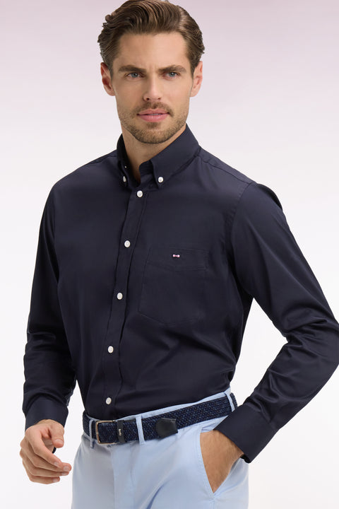 Chemise en coton mélangé marine coupe regular - Image 1