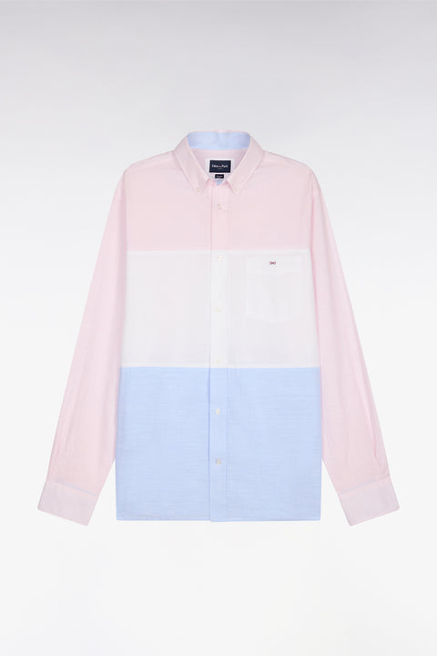 Chemise en coton jacquard Dobby tricolore rose - Image 2