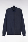 Cardigan zippé en coton bleu foncé