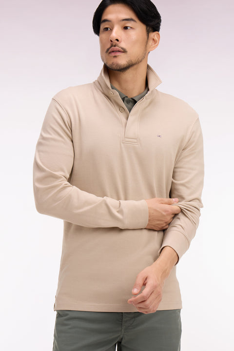 Maillot à manches longues en coton Pima beige - Image 1