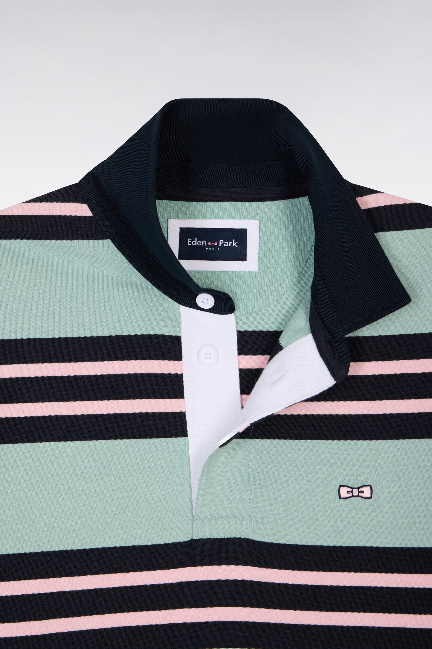 Maillot à manches longues en coton rayé vert d'eau