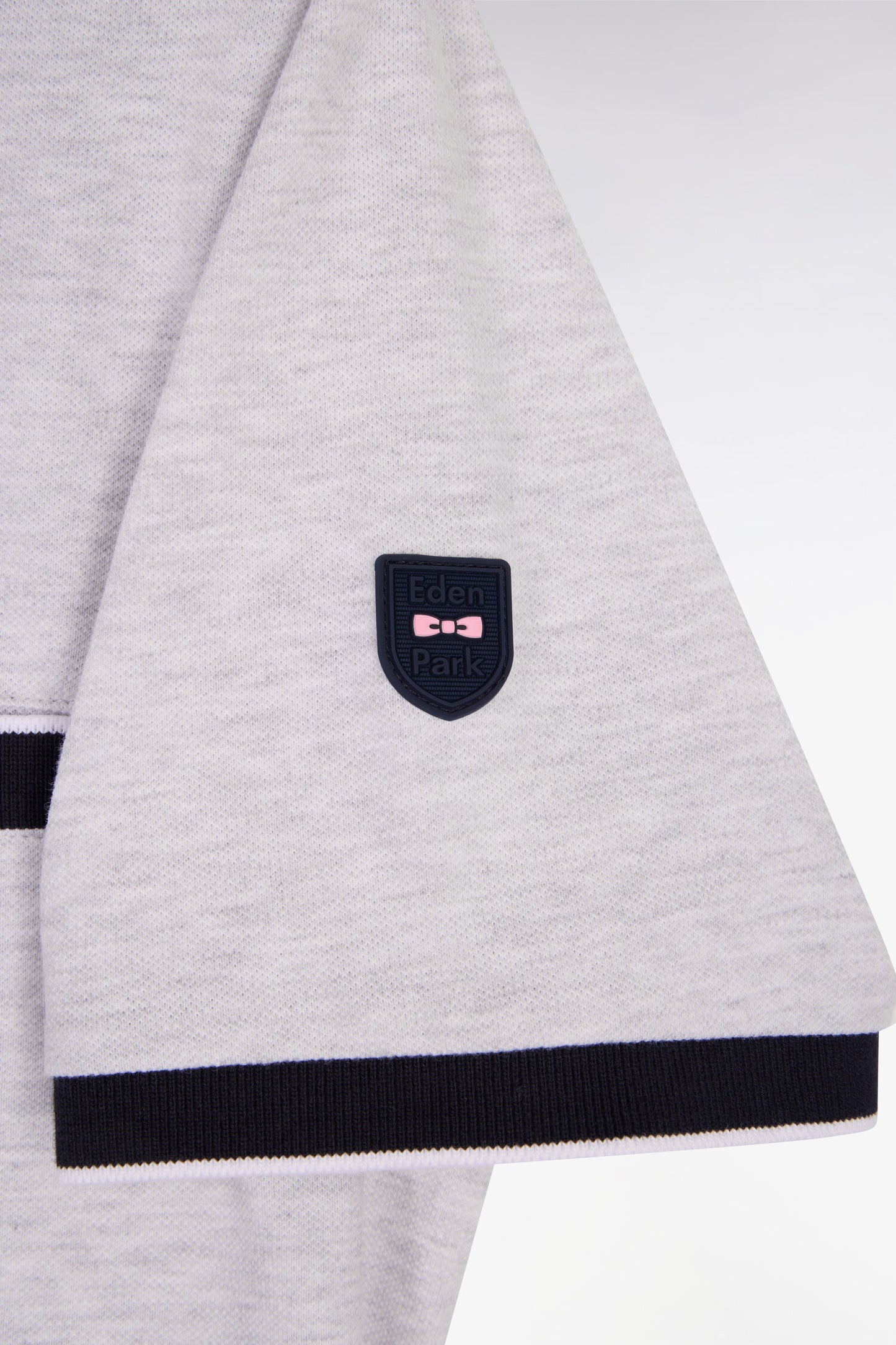 Polo manches courtes en piqué coton stretch gris clair coupe slim