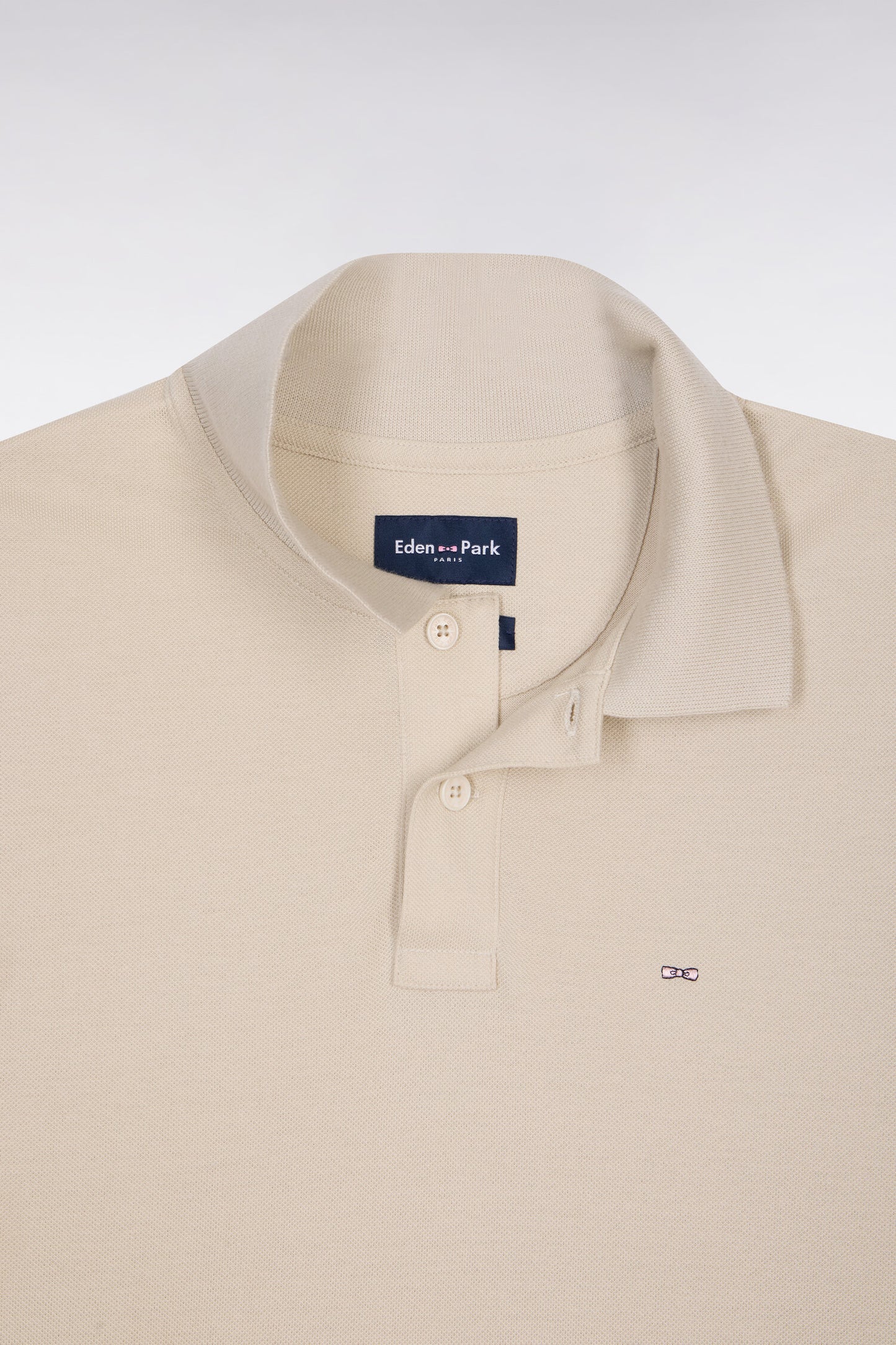 Polo à manches courtes en coton beige coupe regular