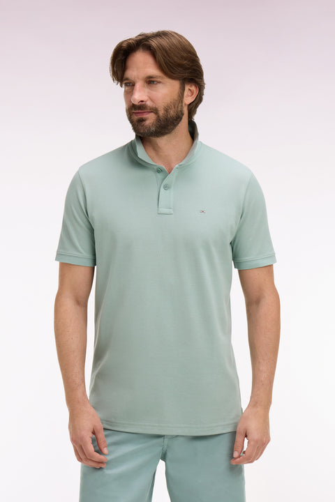 Polo à manches courtes en coton vert d'eau coupe regular - Image 3