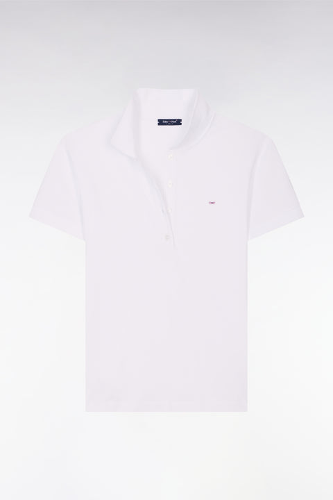 Polo à manches courtes en coton stretch blanc - Image 2