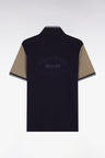 Polo à manches courtes en coton marine et kaki