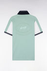 Polo à manches courtes en coton vert d'eau brodé coupe regular