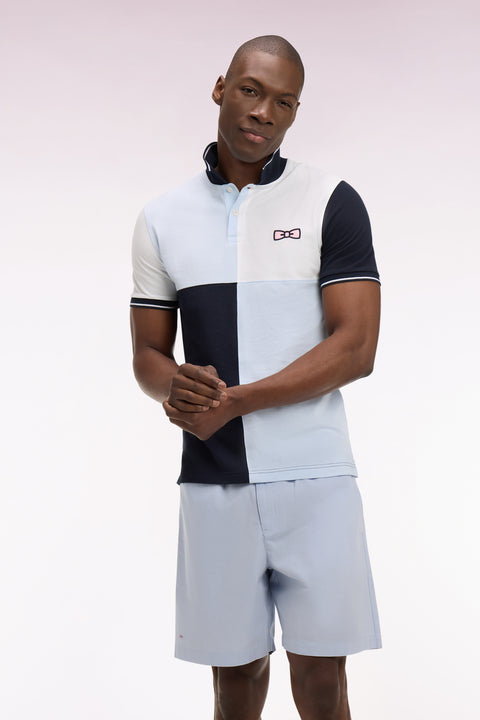 Polo à manches courtes en coton bleu ciel à cadrans coupe regular - Image 1