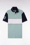 Polo à manches courtes en coton vert d'eau et marine coupe regular