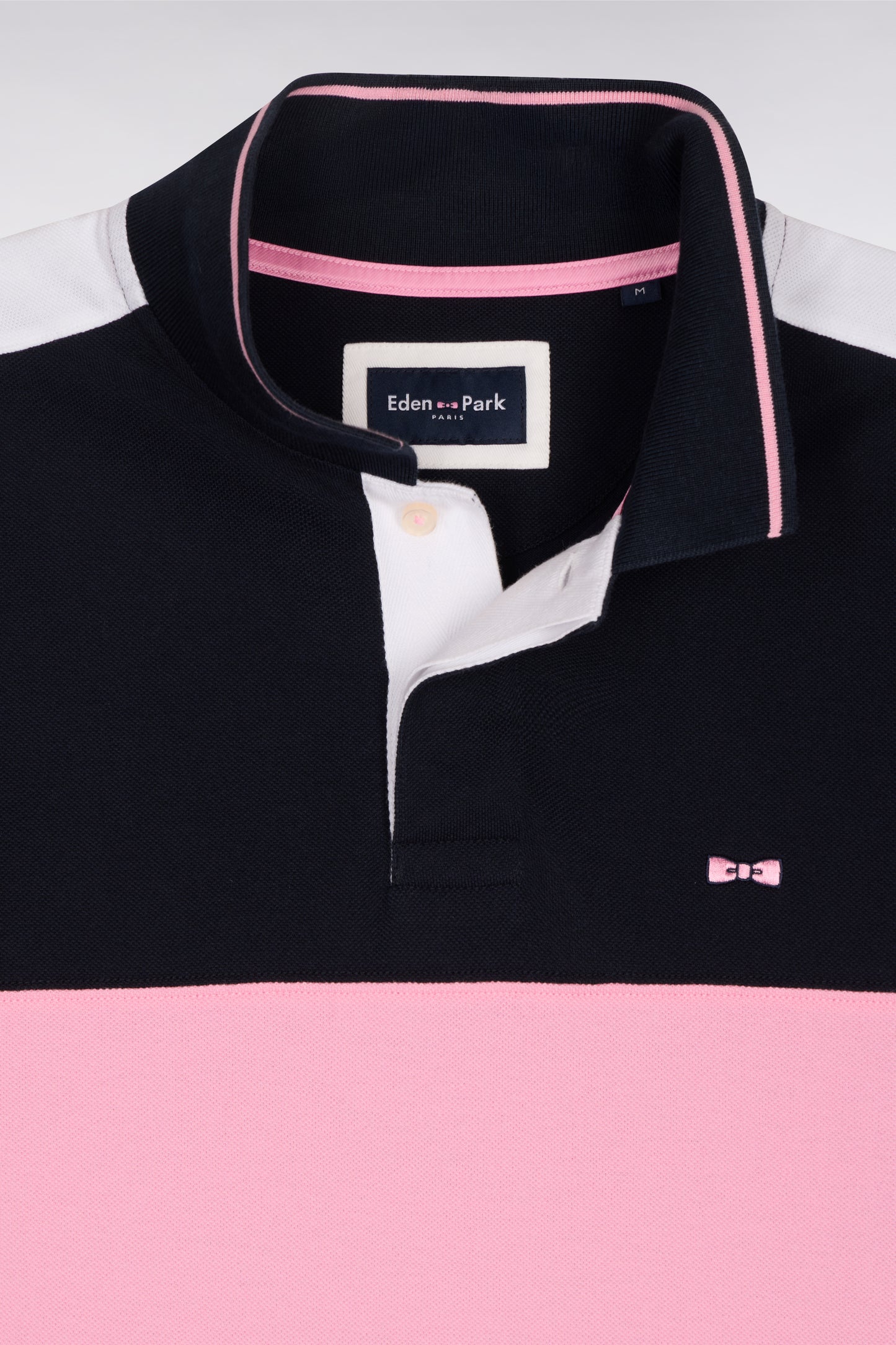 Polo à manches courtes en piqué coton marine coupé cousu