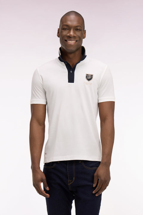 Polo à manches courtes en piqué coton écru écusson EP - Image 3