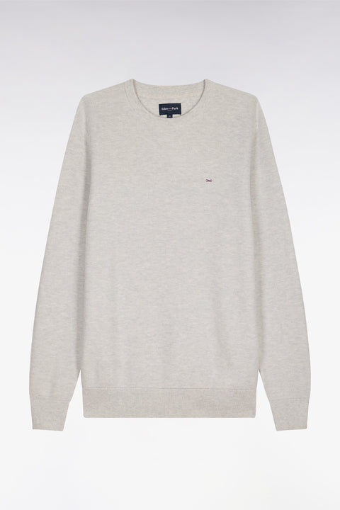 Pull col rond en coton gris clair - Image 2