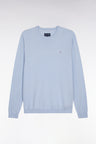 Pull col rond en coton et soie mélangés ciel