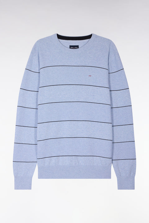 Pull col rond en coton ciel rayé - Image 2