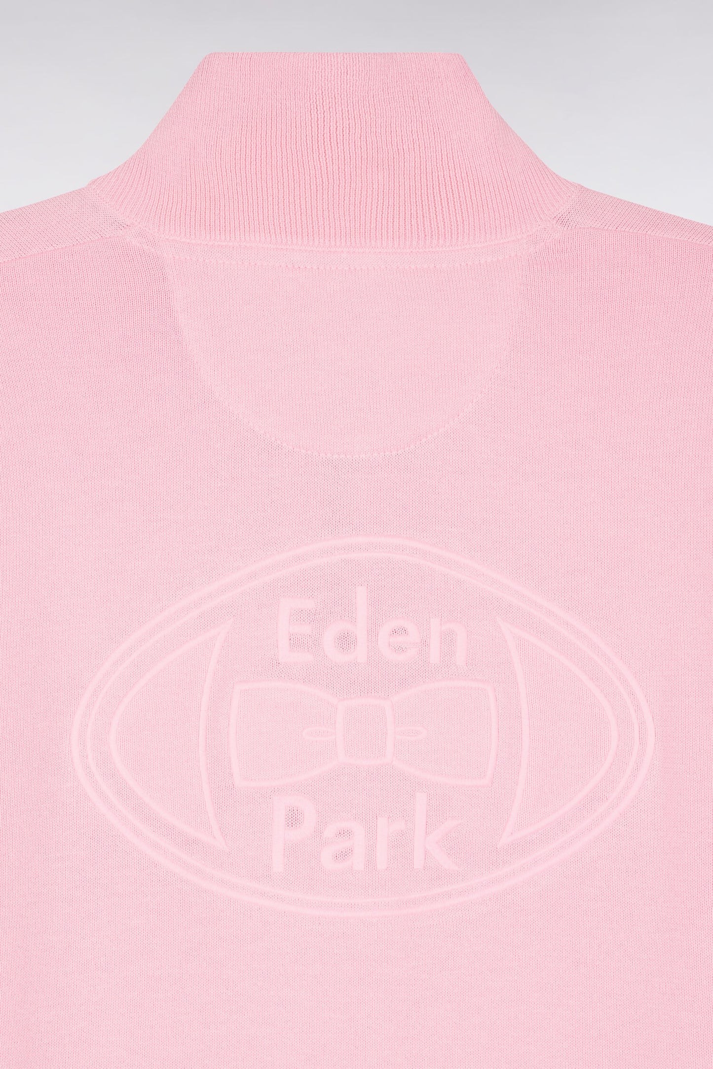 Pull col maillot en coton rose à double rayures manches